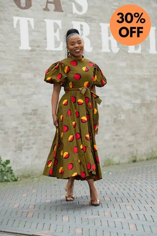 OLORI BROWN AND YELLOW DRESS Women’s Dress