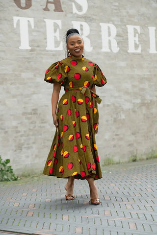 OLORI BROWN AND YELLOW DRESS Women’s Dress