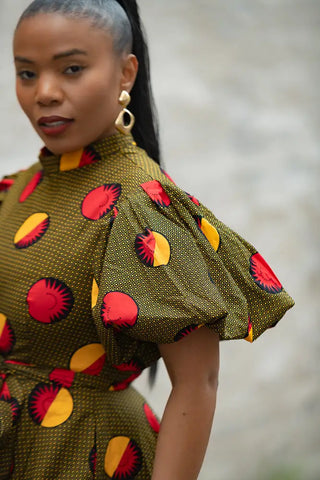 OLORI BROWN AND YELLOW DRESS Women’s Dress