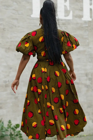 OLORI BROWN AND YELLOW DRESS Women’s Dress