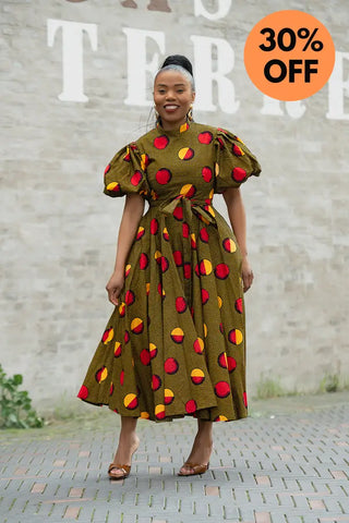 OLORI BROWN AND YELLOW DRESS Women’s Dress