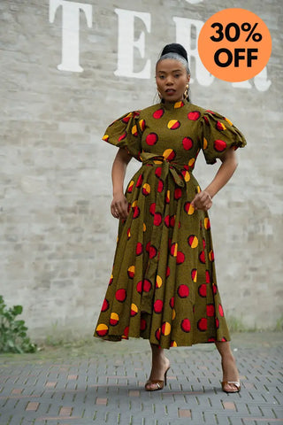 OLORI BROWN AND YELLOW DRESS Women’s Dress