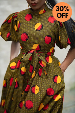 OLORI BROWN AND YELLOW DRESS Women’s Dress