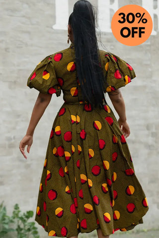 OLORI BROWN AND YELLOW DRESS Women’s Dress