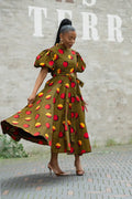 OLORI BROWN AND YELLOW DRESS Women’s Dress