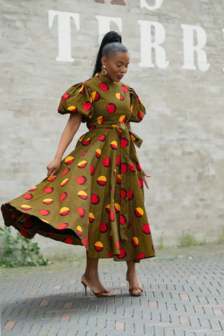 OLORI BROWN AND YELLOW DRESS Women’s Dress