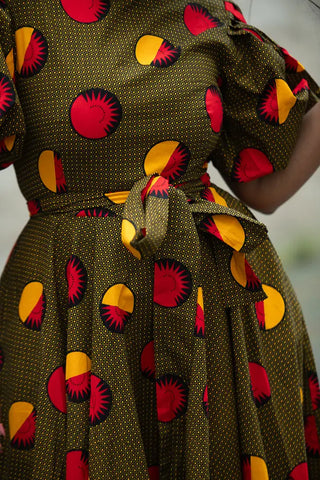 OLORI BROWN AND YELLOW DRESS Women’s Dress