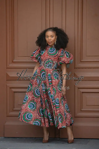 Olori Green And Red Dress Dresses