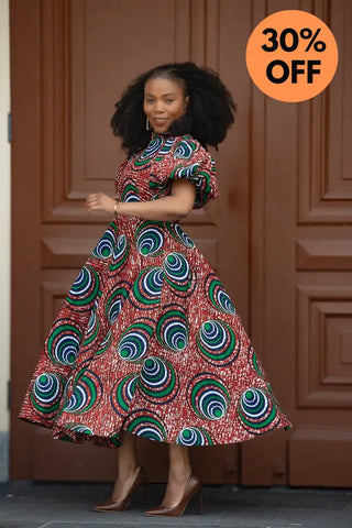 Olori Green And Red Dress Dresses