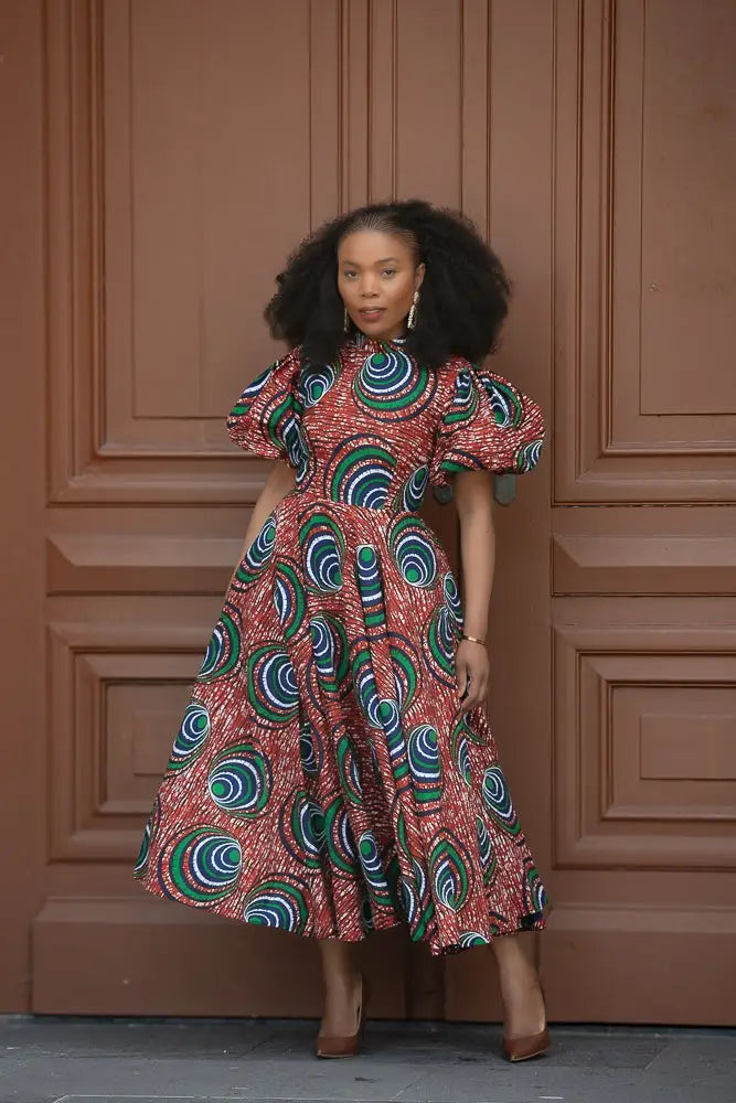 Olori Green and Red Dress Olori Green and Red Dress