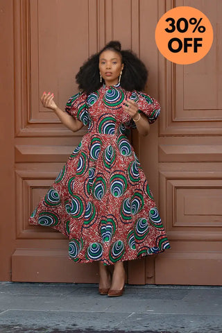 Olori Green And Red Dress Dresses