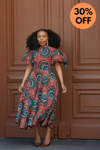 Olori Green And Red Dress Dresses