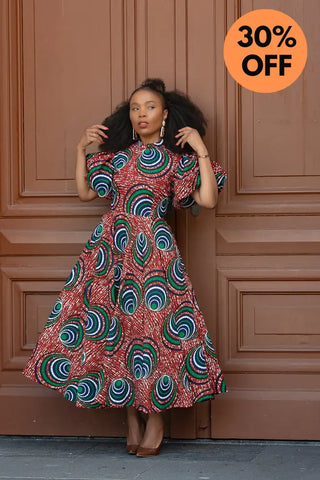 Olori Green And Red Dress Dresses