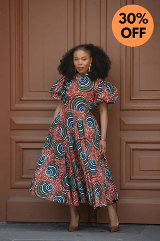 Olori Green And Red Dress Dresses