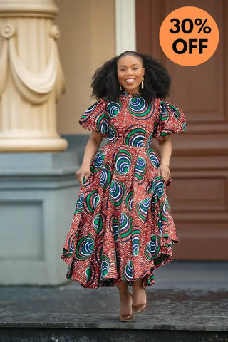 Olori Green And Red Dress Dresses