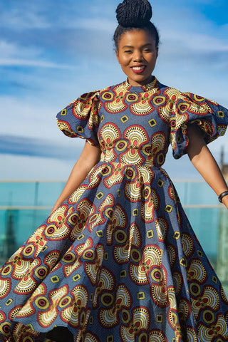 Olori Multicolored African Print Midi Dress Dresses