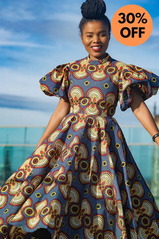 Olori Multicolored African Print Midi Dress Dresses