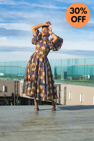 Olori Multicolored African Print Midi Dress Dresses