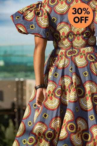 Olori Multicolored African Print Midi Dress Dresses