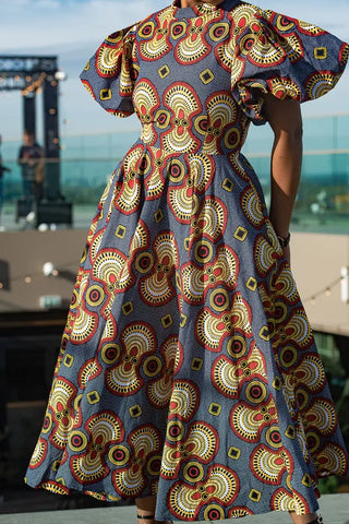Olori Multicolored African Print Midi Dress Dresses