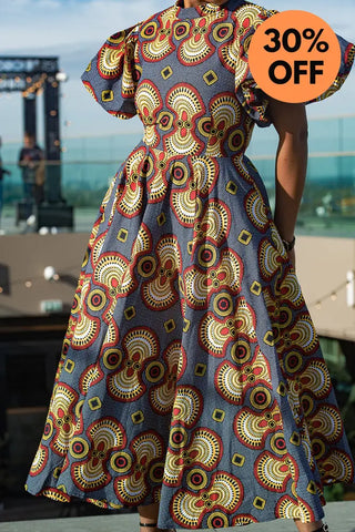Olori Multicolored African Print Midi Dress Dresses