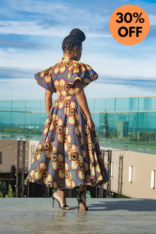 Olori Multicolored African Print Midi Dress Dresses