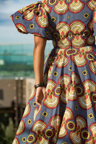 Olori Multicolored African Print Midi Dress Dresses
