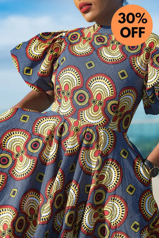 Olori Multicolored African Print Midi Dress Dresses