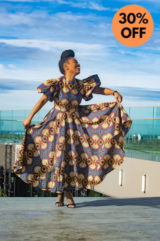 Olori Multicolored African Print Midi Dress Dresses