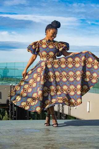 Olori Multicolored African Print Midi Dress Dresses