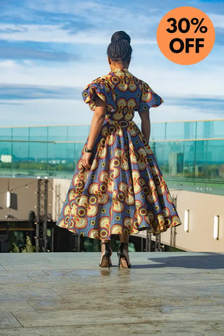 Olori Multicolored African Print Midi Dress Dresses