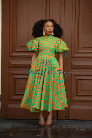 Olori Orange And Green Dress Dresses
