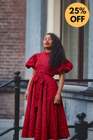 OLORI RUBY RED PRINT DRESS Women’s Dress