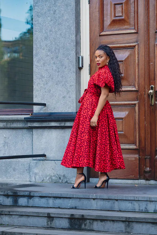 OLORI RUBY RED PRINT DRESS Women’s Dress