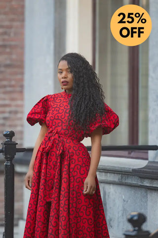 OLORI RUBY RED PRINT DRESS Women’s Dress