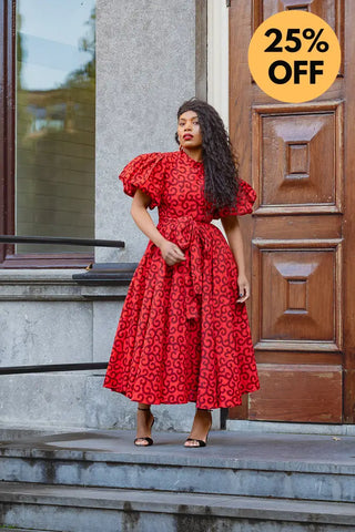 OLORI RUBY RED PRINT DRESS Women’s Dress