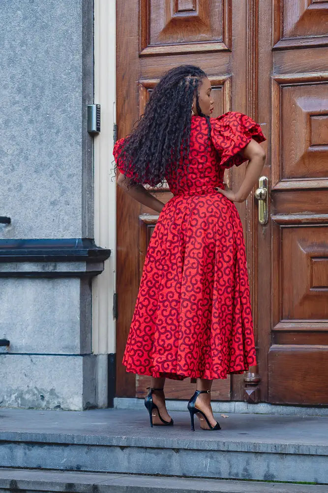 OLORI RUBY RED PRINT DRESS Women’s Dress