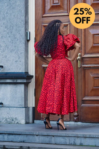 OLORI RUBY RED PRINT DRESS Women’s Dress