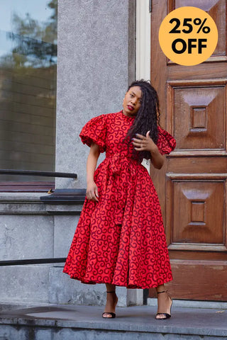 OLORI RUBY RED PRINT DRESS Women’s Dress