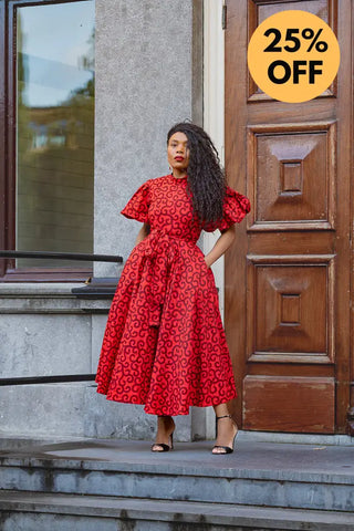 OLORI RUBY RED PRINT DRESS Women’s Dress