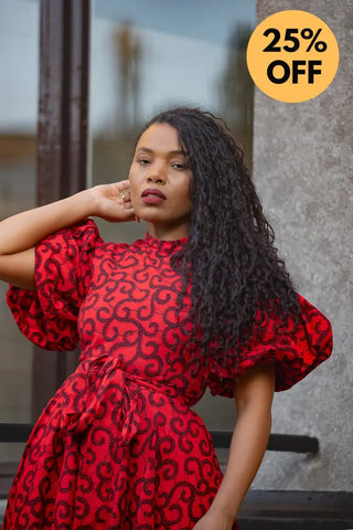 OLORI RUBY RED PRINT DRESS Women’s Dress