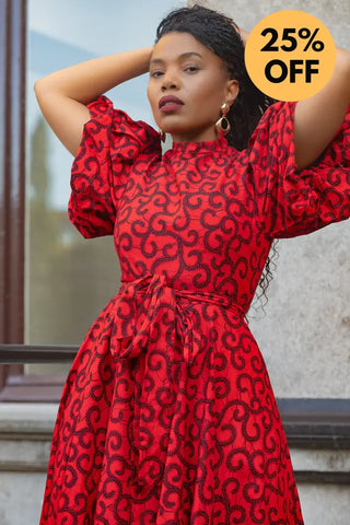 OLORI RUBY RED PRINT DRESS Women’s Dress