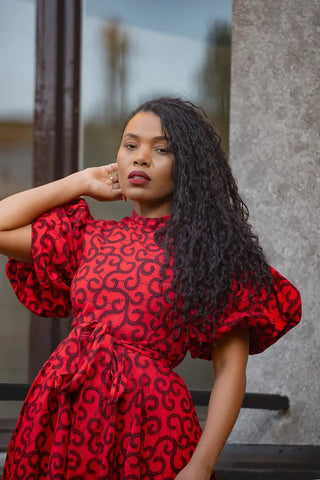 OLORI RUBY RED PRINT DRESS Women’s Dress