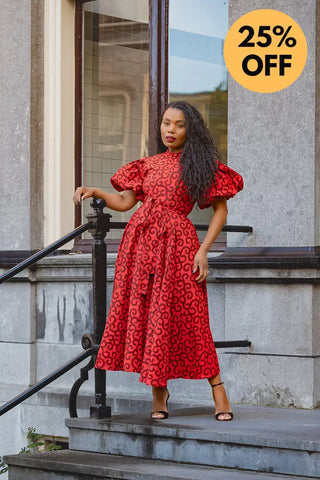 OLORI RUBY RED PRINT DRESS Women’s Dress