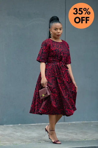 OLUCHI RED AND BLACK DRESS Dresses