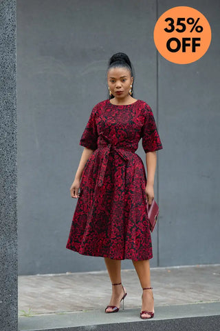 OLUCHI RED AND BLACK DRESS Dresses