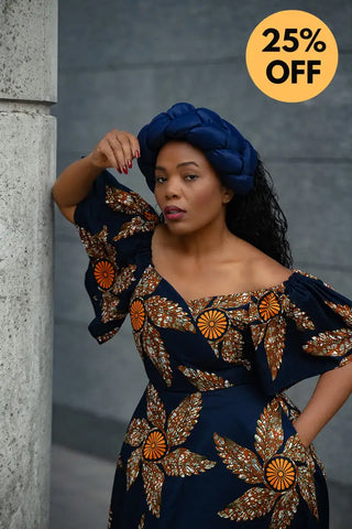 OMOLOLA NAVY BRAIDED TURBAN HEADWRAPS