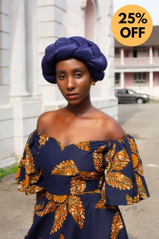 OMOLOLA NAVY BRAIDED TURBAN HEADWRAPS