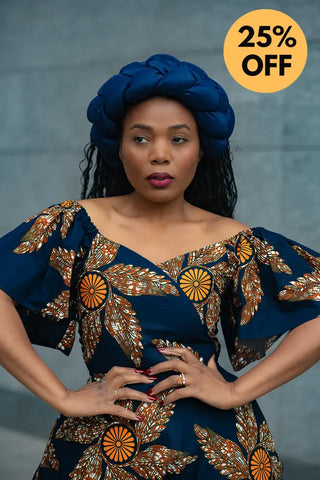 OMOLOLA NAVY BRAIDED TURBAN HEADWRAPS