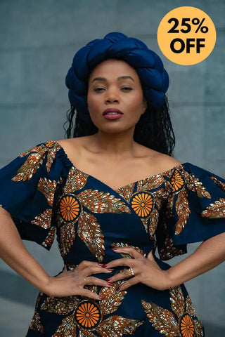 OMOLOLA NAVY BRAIDED TURBAN HEADWRAPS